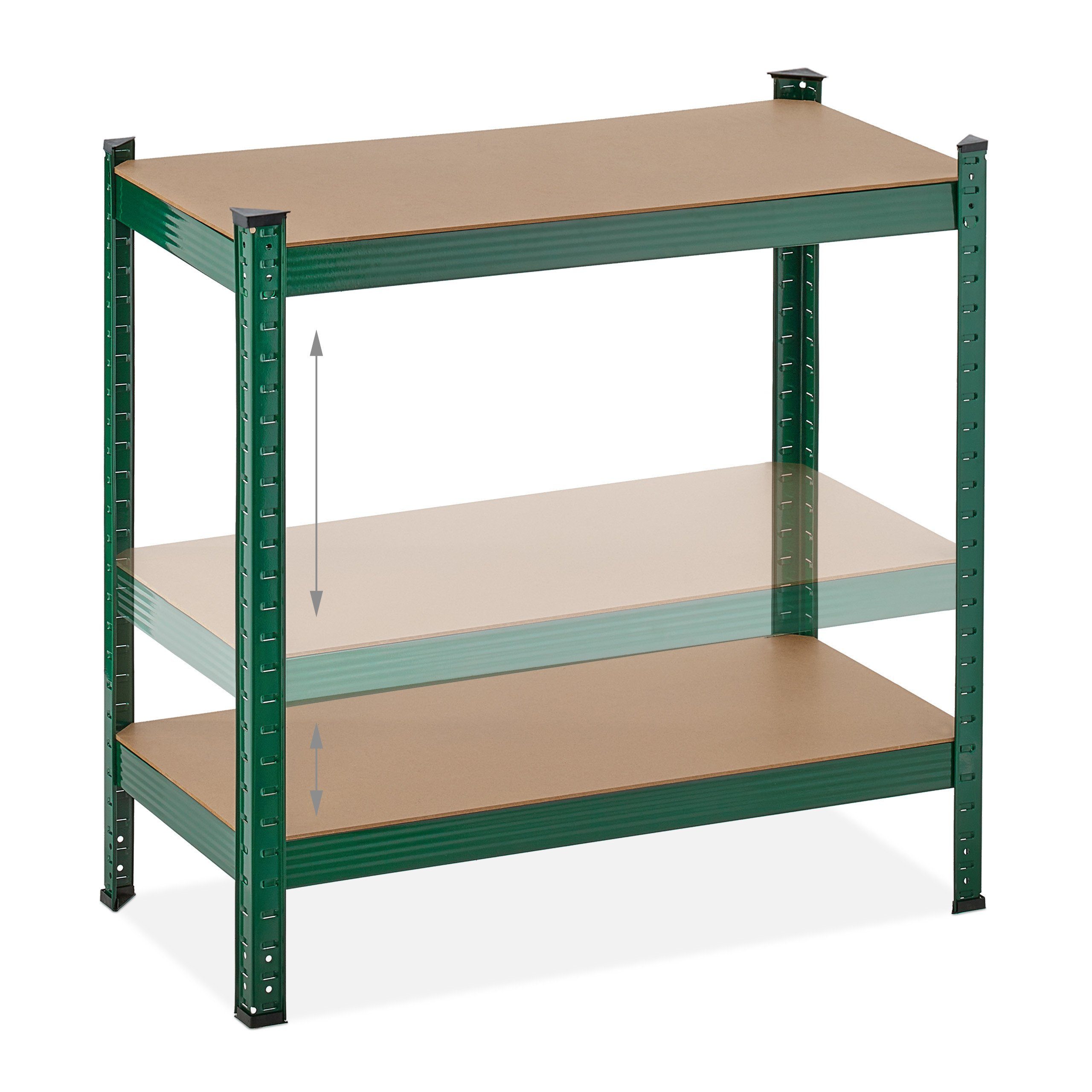 relaxdays Schwerlastregal Schwerlastregal Grün mit 4 Ebenen