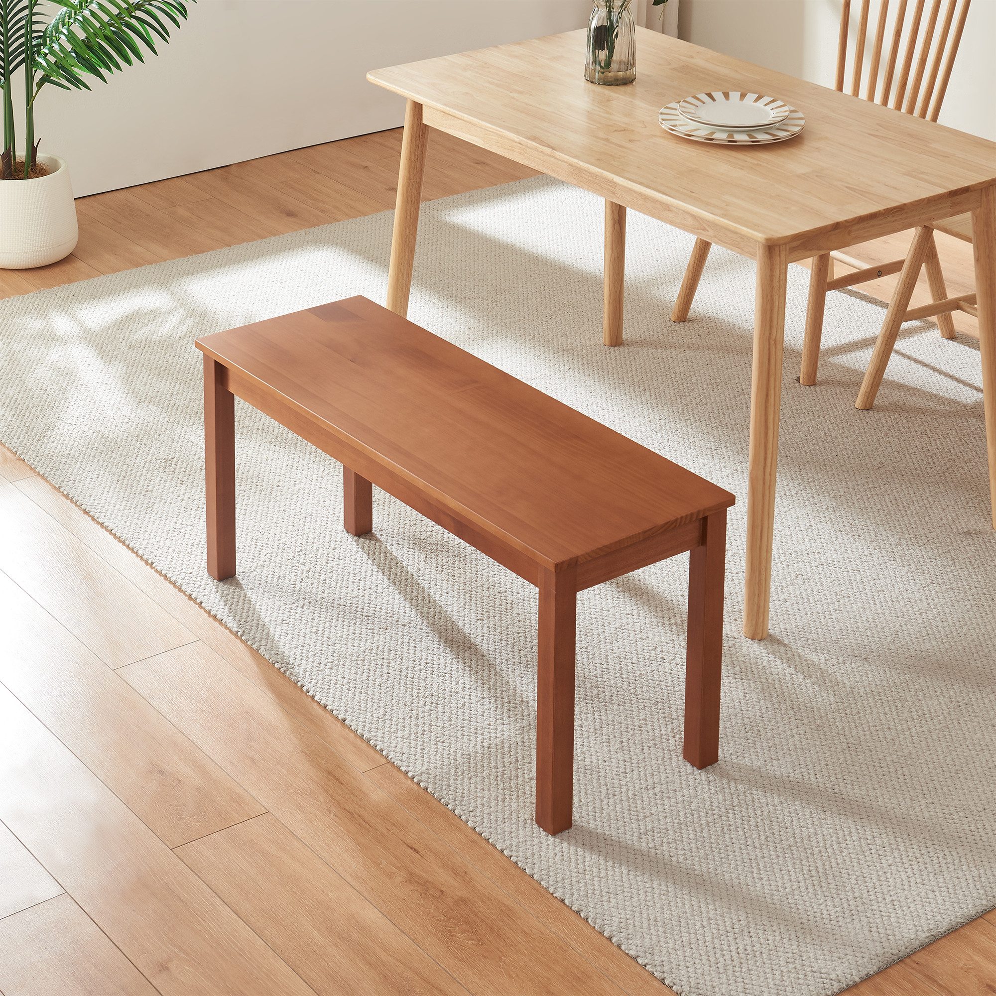 en.casa Essbank, »Trerunulu« 100 x 35 x 45 cm Kiefernholz Walnussoptik