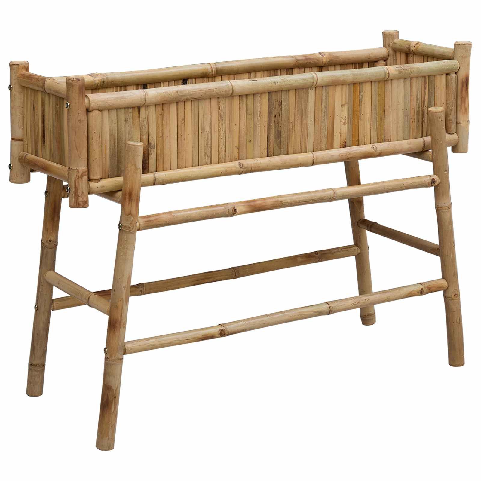 vidaXL Blumentopf Gartenpflanzer mit Halter Natur 100 x 38 x 74 cm Bambus (1 St)