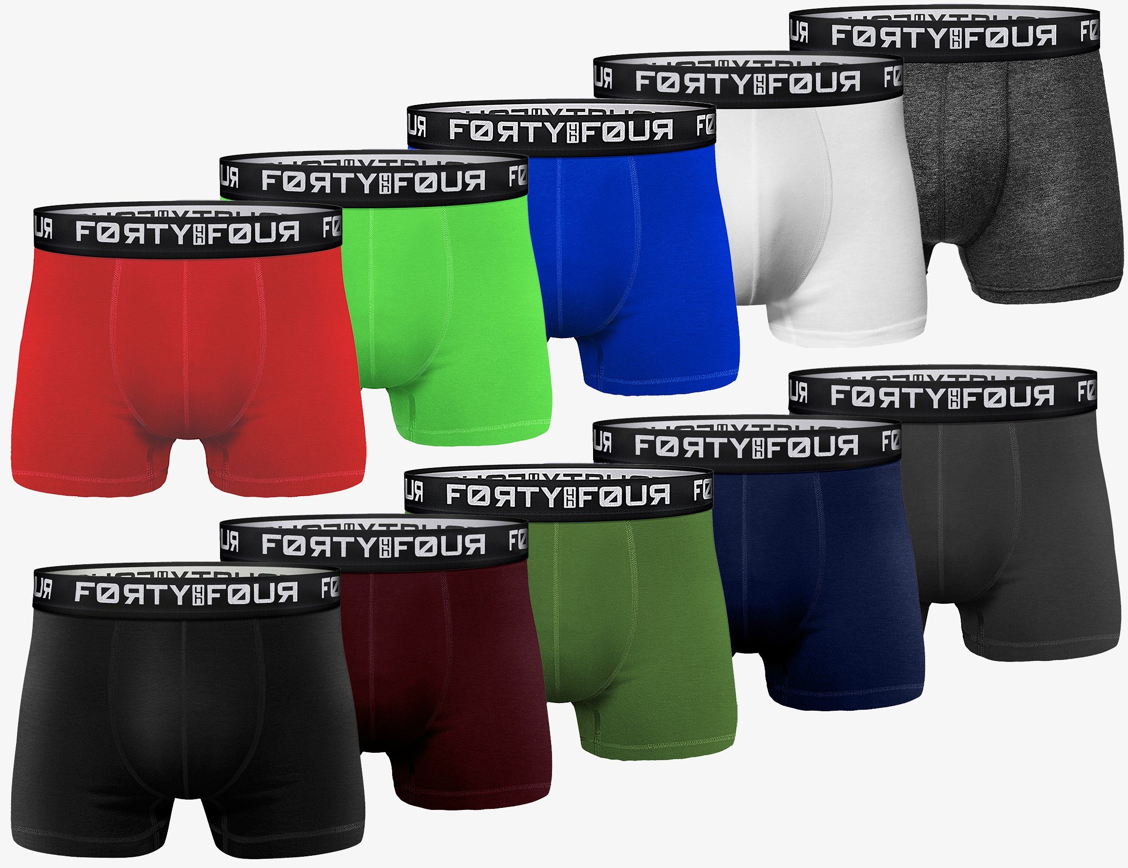 FortyFour Boxershorts Herren Männer Unterhosen Baumwolle Premium Qualität perfekte Passform (Spar Pack, 10er Pack) S - 7XL 710d-bunt