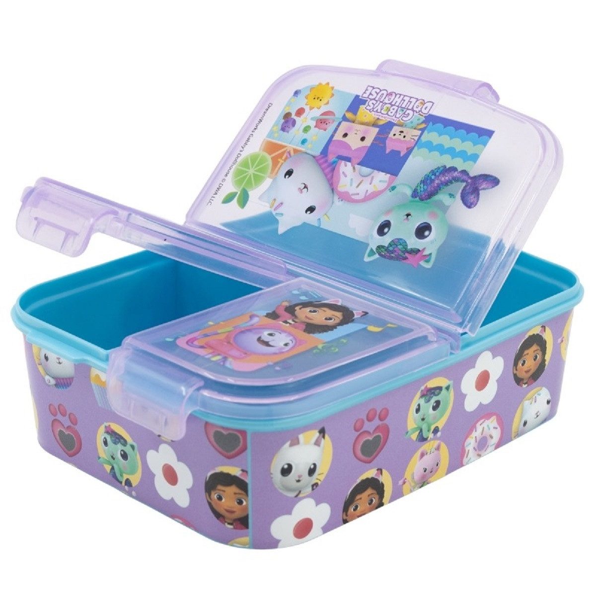 Stor Lunchbox Gabby´s Dollhouse Kinder Brotdose – Lunchbox mit 3 Fächern, (Einteilig, Einteilig), Brotzeitdose
