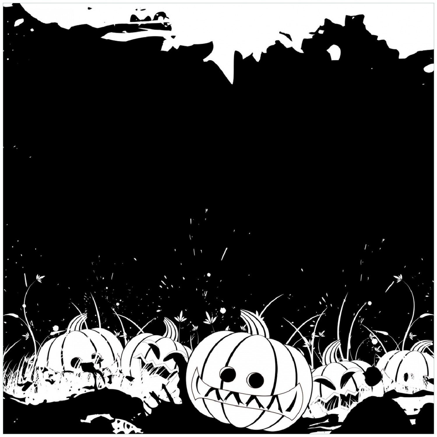 Kürbisse und Comic Memoboard schwarz-weiß, Fledermäuse Wallario Stil in Halloween -