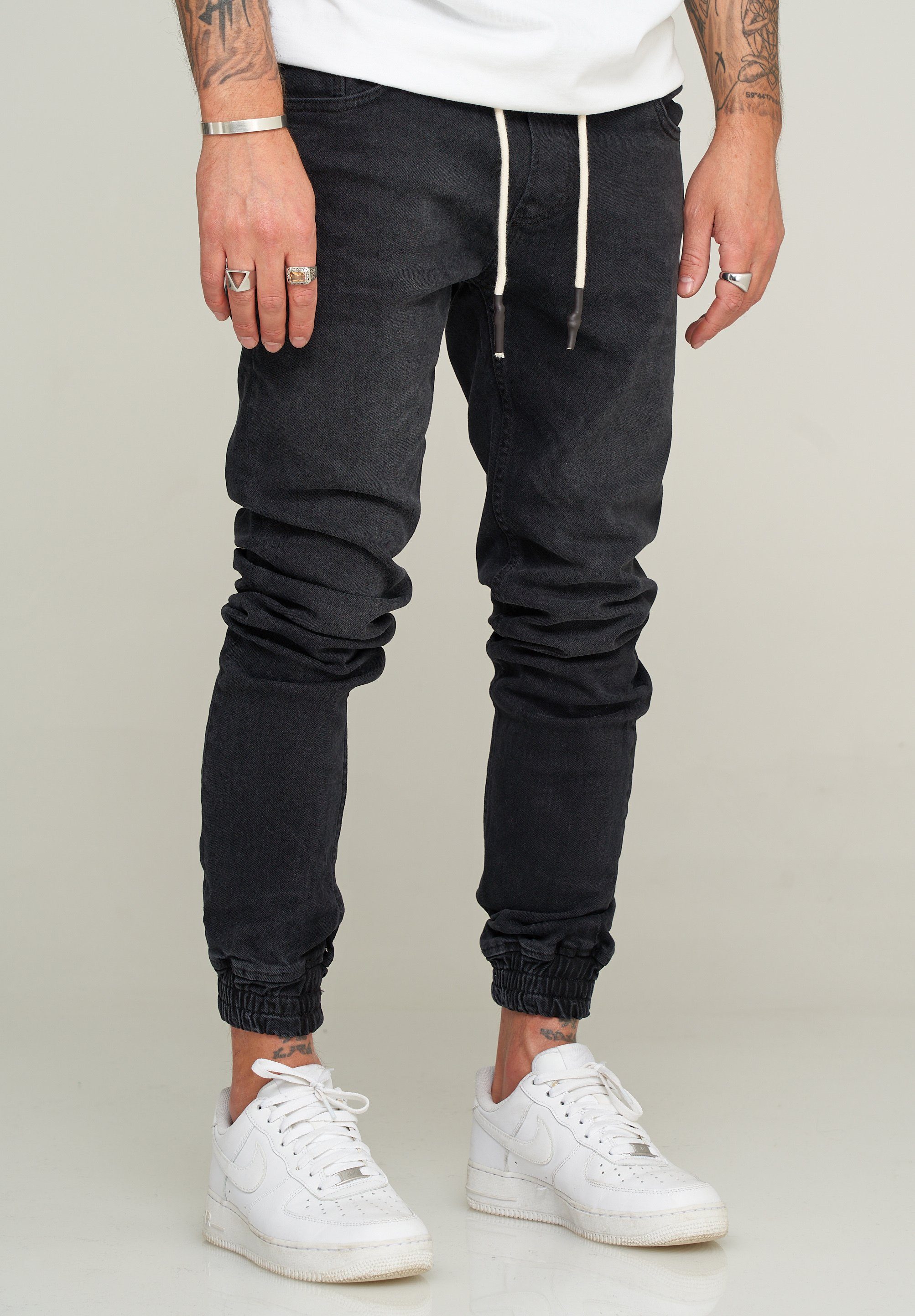 2Y Premium Slim-fit-Jeans MJMARDIN Jogger-Stil Schwarz