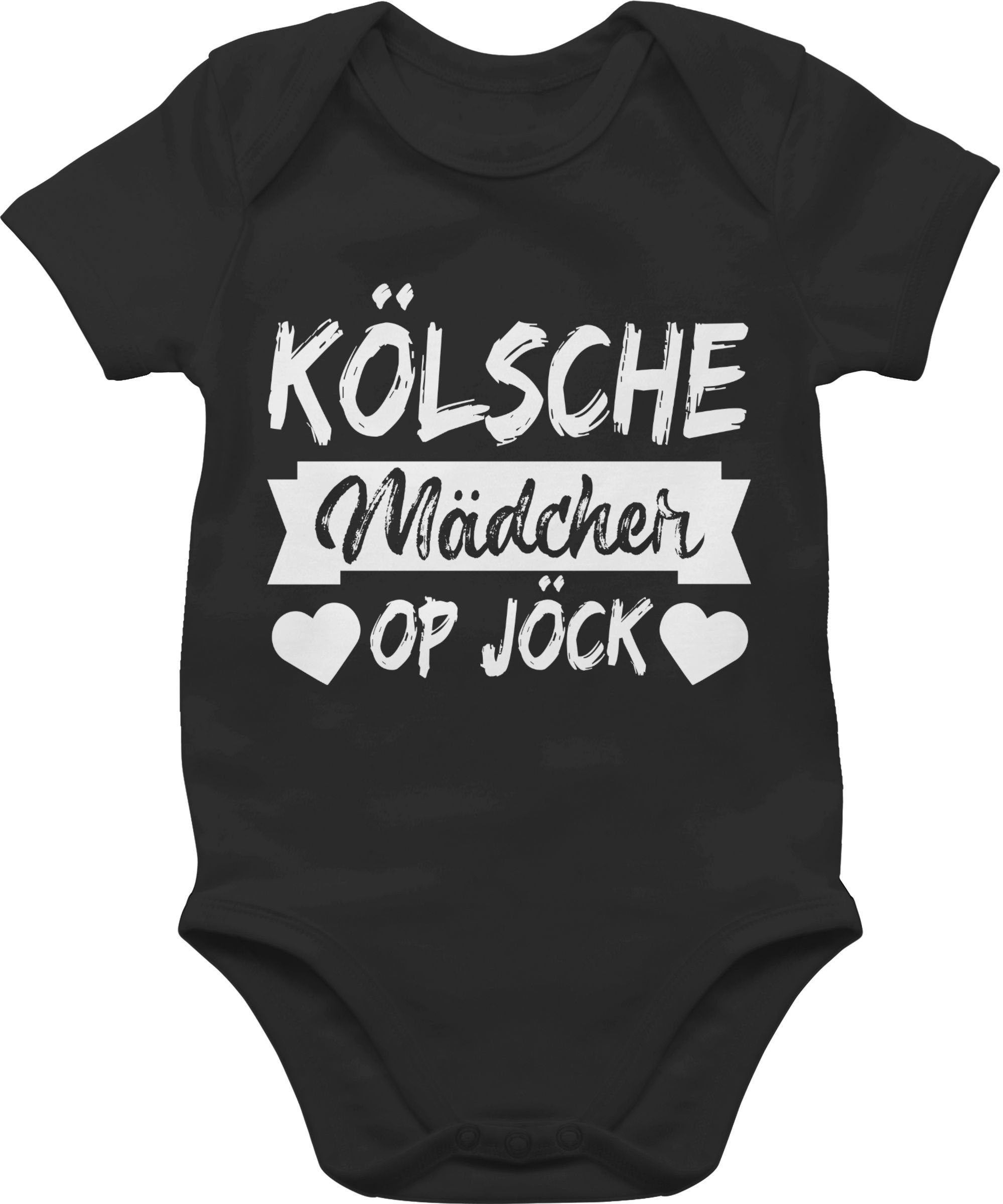 Shirtracer Shirtbody Kölner Fasching op Schwarz Jöck - 2 weiß Kölsche & Karneval - Sprichwort Mädcher