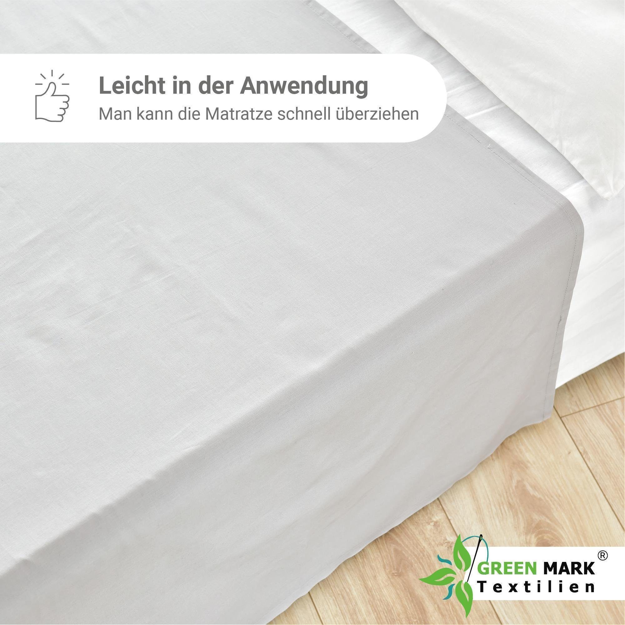 NatureMark Bettlaken klassisches Betttuch Haustuch, 100% Baumwolle, Gummizug: ohne, (1 Stück), Laken Haustuch, viele Größen und Farben, 150x250 cm, Silber grau