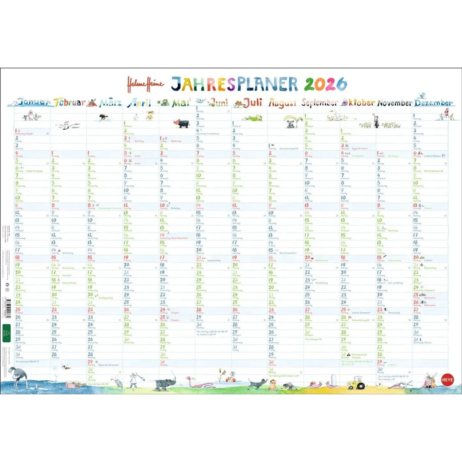 HEYE Wandkalender Helme Heine: Posterplaner 2026