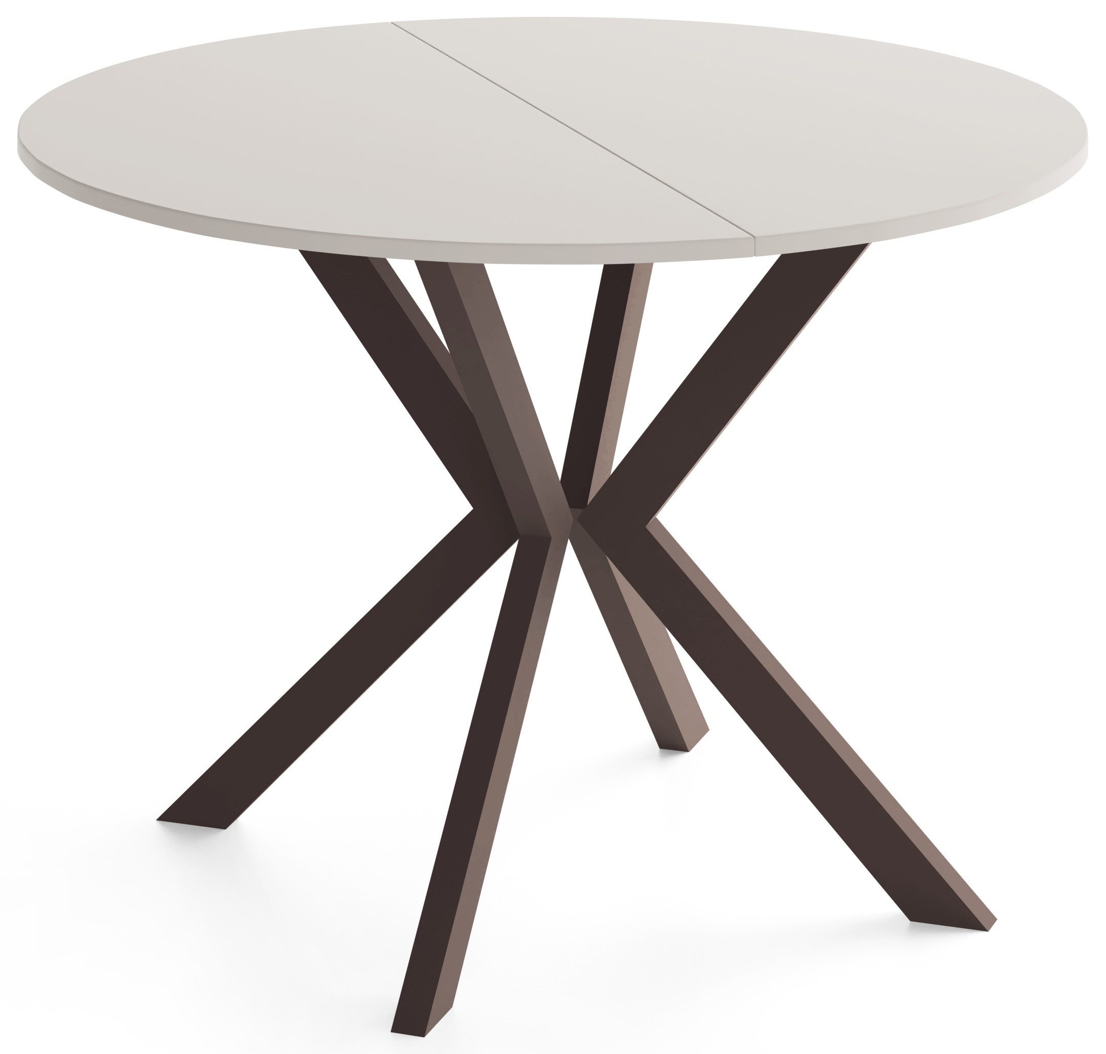 WFL GROUP Esstisch Valio runder Ausziehtisch für Esszimmer mit braunen Metallbeinen (MADE IN EU, erhältlich in zwei Größen – 90 / 100 cm, ausziehbar auf 130 / 140 cm), ausziehbar, verlängerbar, Holzoptik im modernen Industrial-Stil