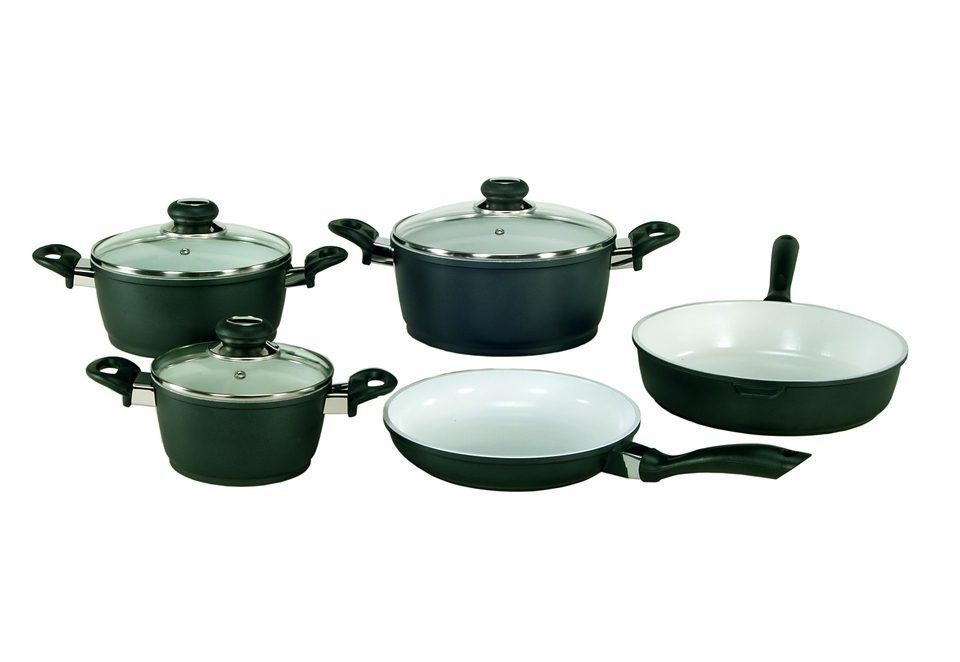 Krüger Topf-Set Oslo, Keramik (Set, 8-tlg., Fleischtopf 16/20/24 cm, Schmorpfanne 28 cm,Bratpfanne 24 cm), Induktion