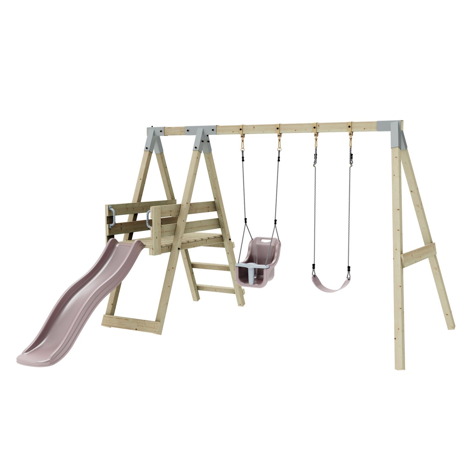 OutdoorToys Schaukelkombination Schaukel Pfau aus Holz in Altrosa, aus Holz in Altrosa