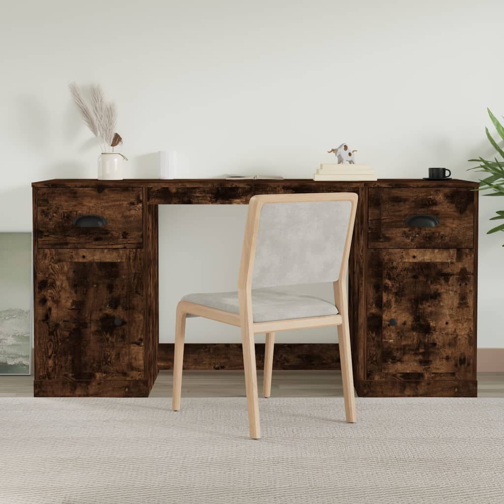 vidaXL Schreibtisch Schreibtisch mit Stauraum Räuchereiche Holzwerkstoff Räuchereiche | Räuchereiche