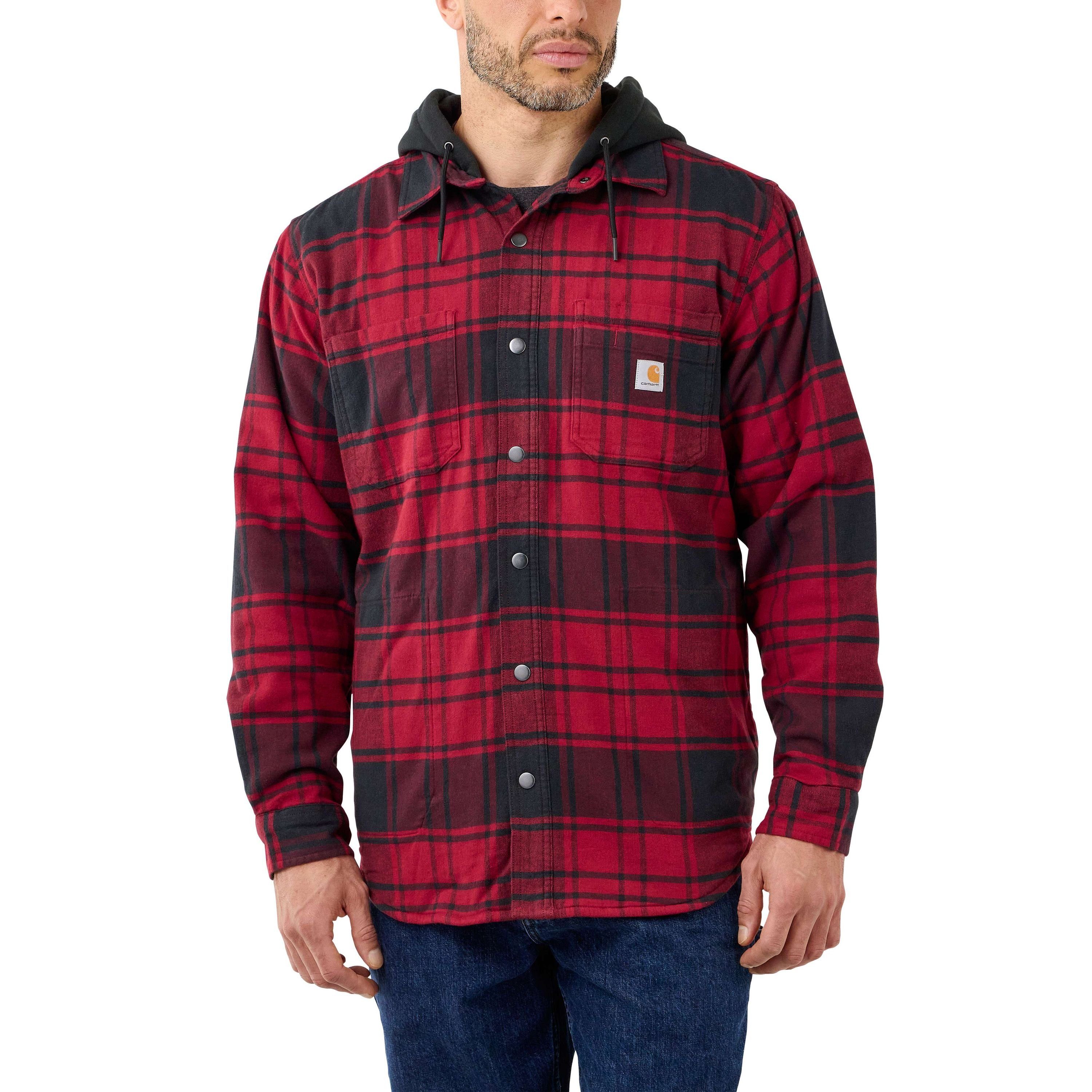 HOODED LINED FLANNEL JAC FLEECE oxblood Carhartt SHIRT Hemdjacke 105621 (1-St) Carhartt