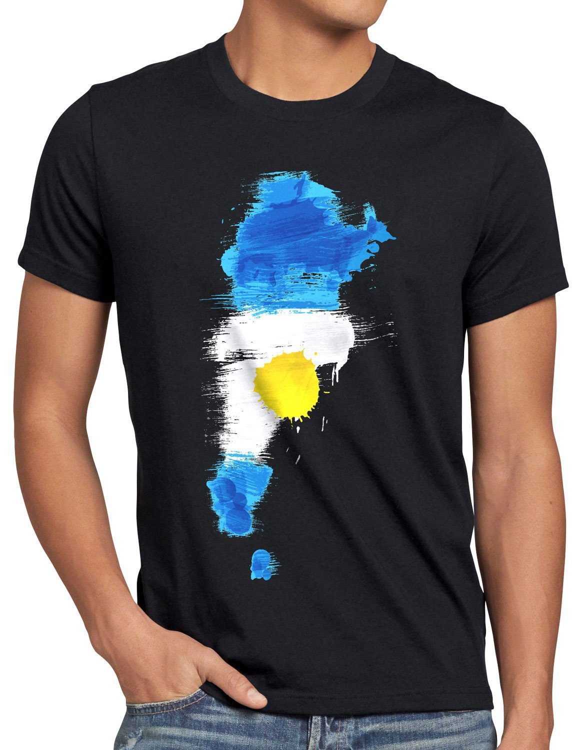 style3 Flagge EM Sport Fußball Argentinien WM Herren Print-Shirt Argentina schwarz T-Shirt Fahne