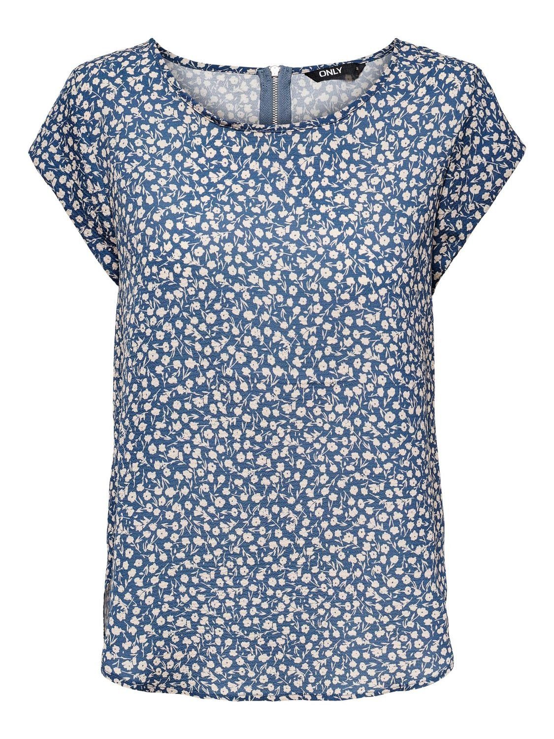 ONLY T-Shirt Damen Top Rundhalsausschnitt Mirage Shirt ONLVIC Regular Blue Basic mit Fit Kurzarm (15284243) Tee (2-tlg)