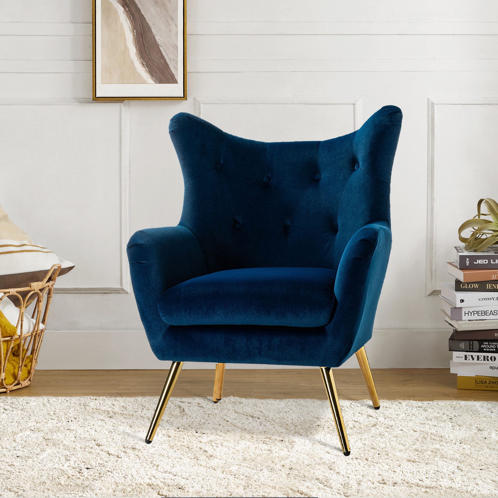 HULALA HOME Ohrensessel gepolsterter Samt Armsessel günstig online kaufen