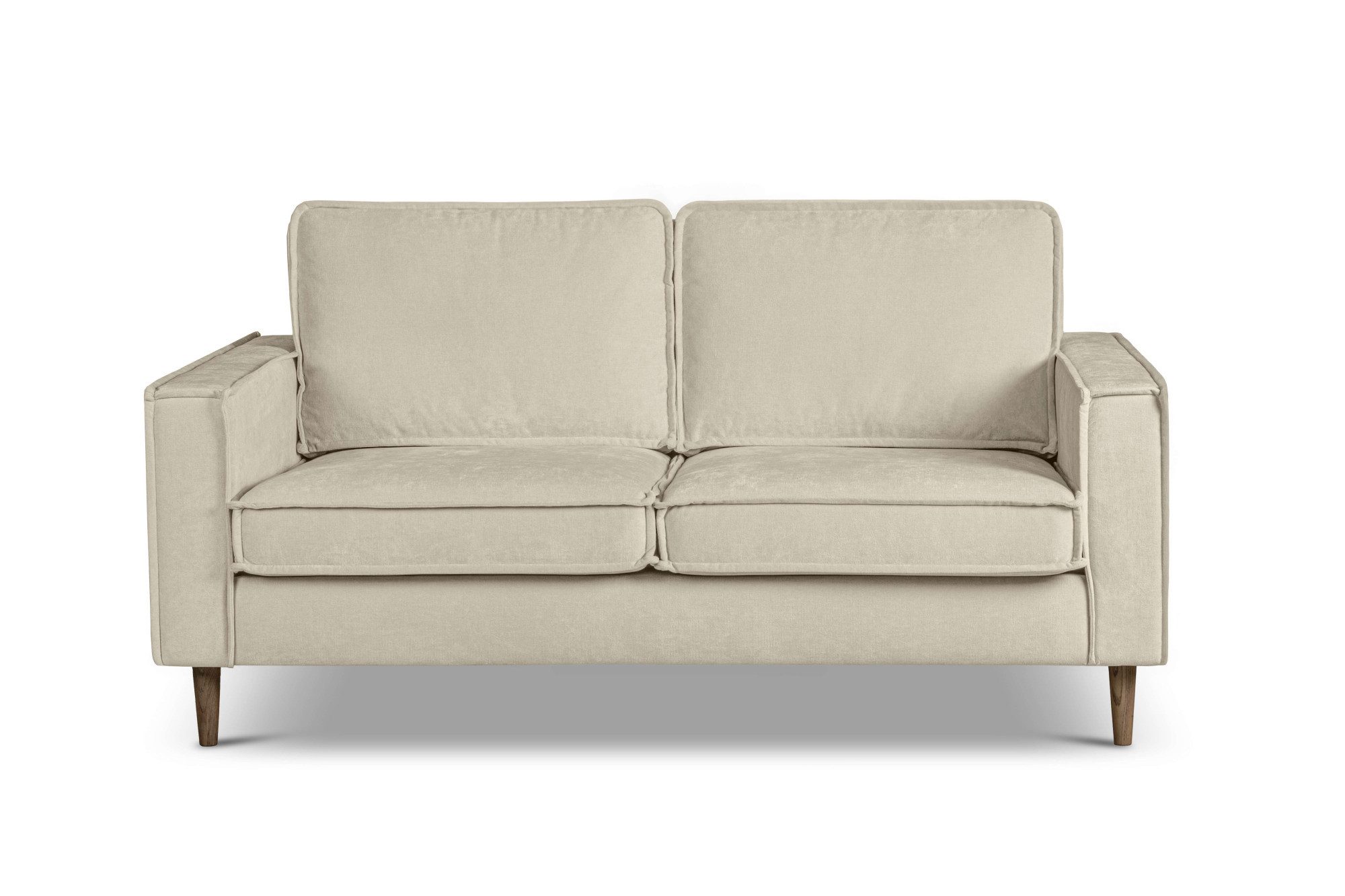 Home affaire 2-Sitzer Pinto Skandi, 166 cm, Chenille, Struktur, mit Keder, Massivholzfüße Eiche geräuchert, Wellenunterfederung