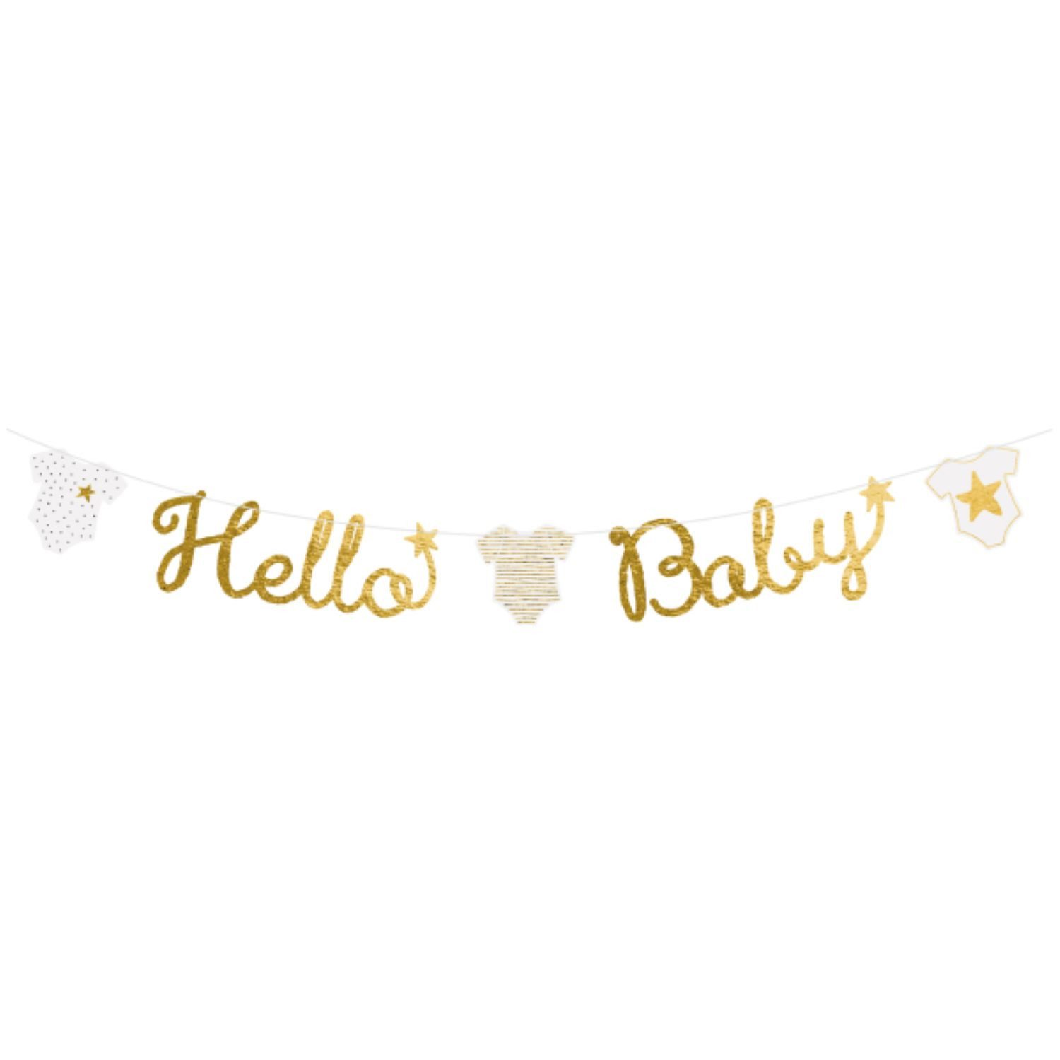 Amscan Hängedekoration 'Hello Baby' Girlande Weiß Gold, 160 cm günstig online kaufen