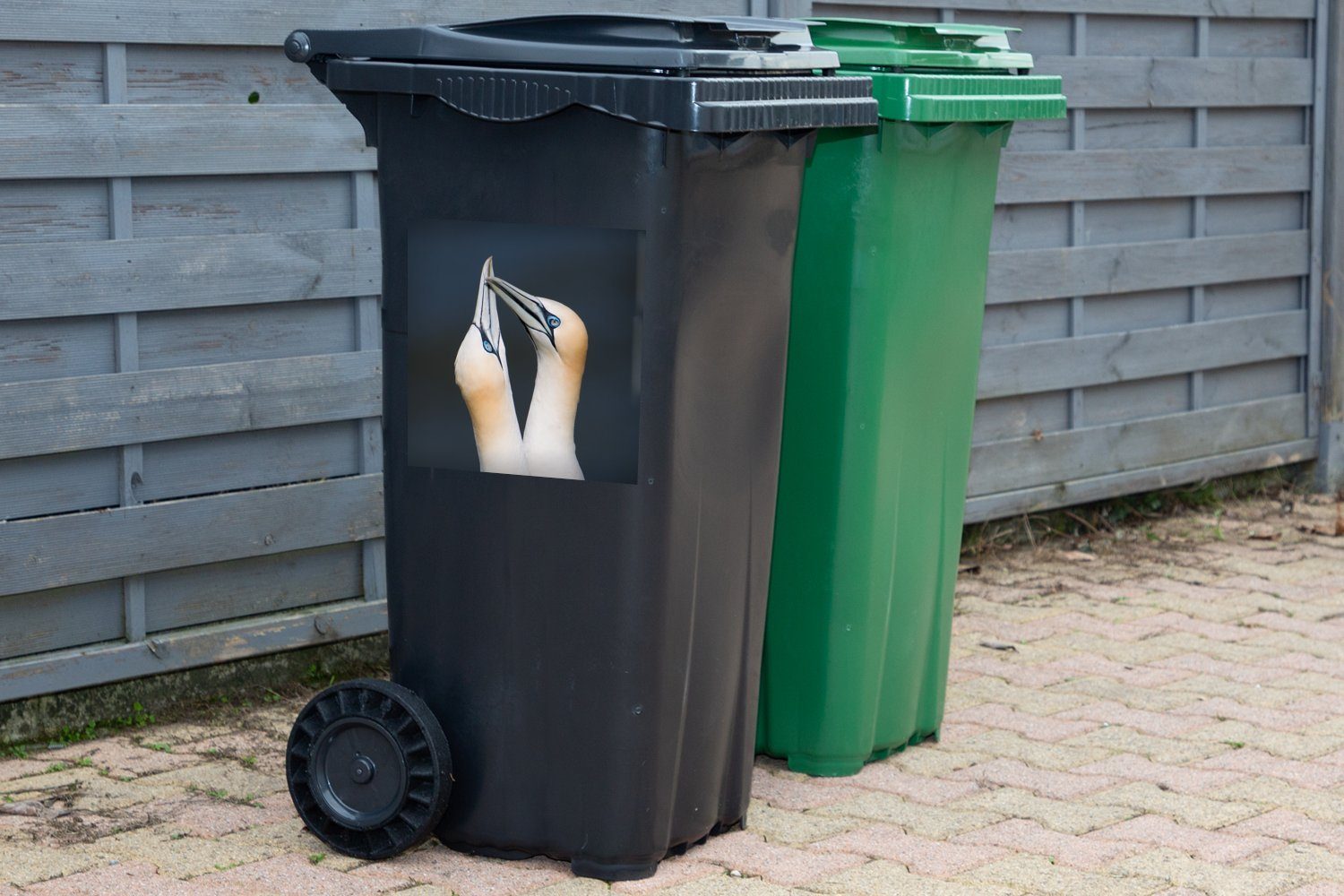 Abfalbehälter Mülltonne, Mülleimer-aufkleber, Basstölpel-Paar St), MuchoWow Container, (1 Wandsticker Sticker,