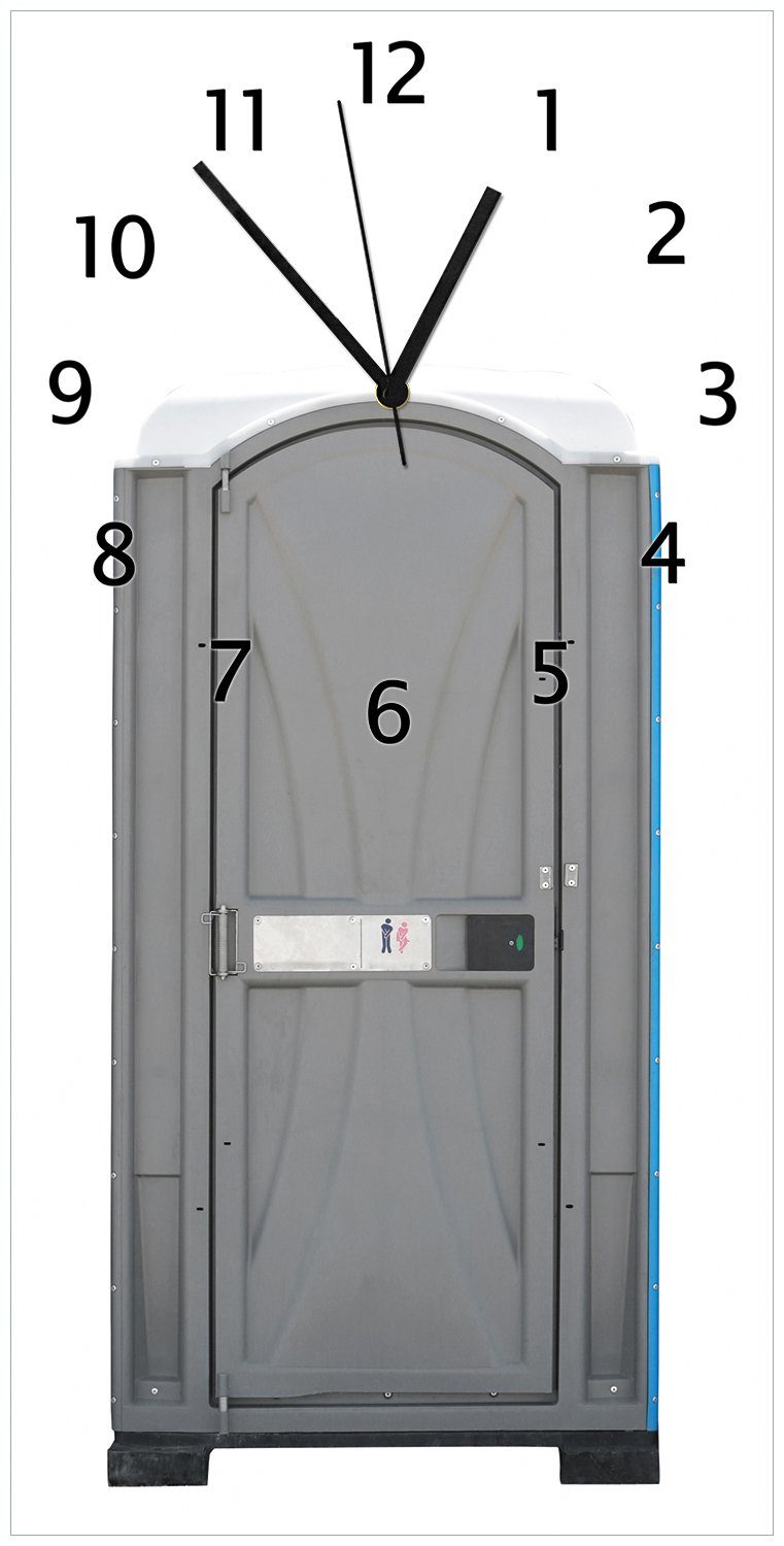 Wanduhr grau schickem in - Tragbares Toilette Wallario (Glasuhr) Klo