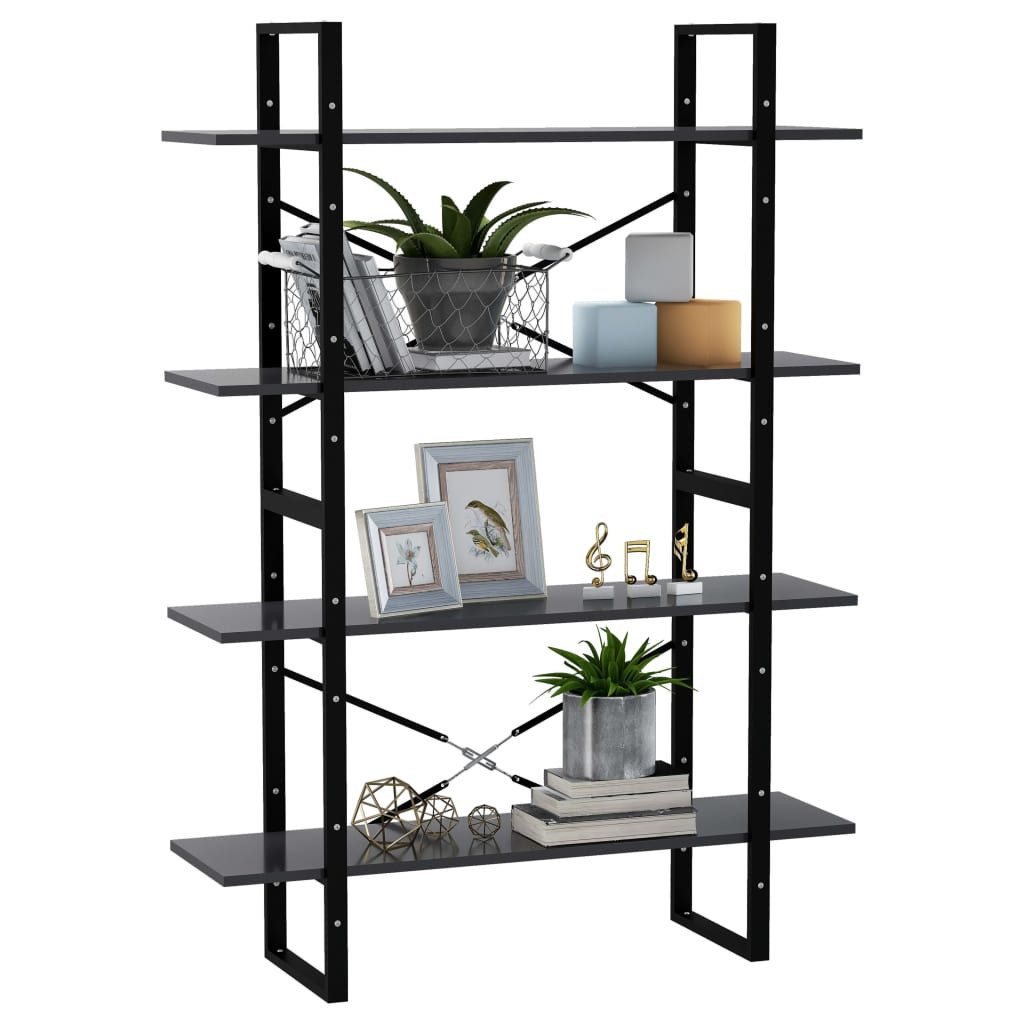vidaXL Bücherregal, Buchregal 4 Fächer Grau 100x30x140 cm Holzwerkstoff