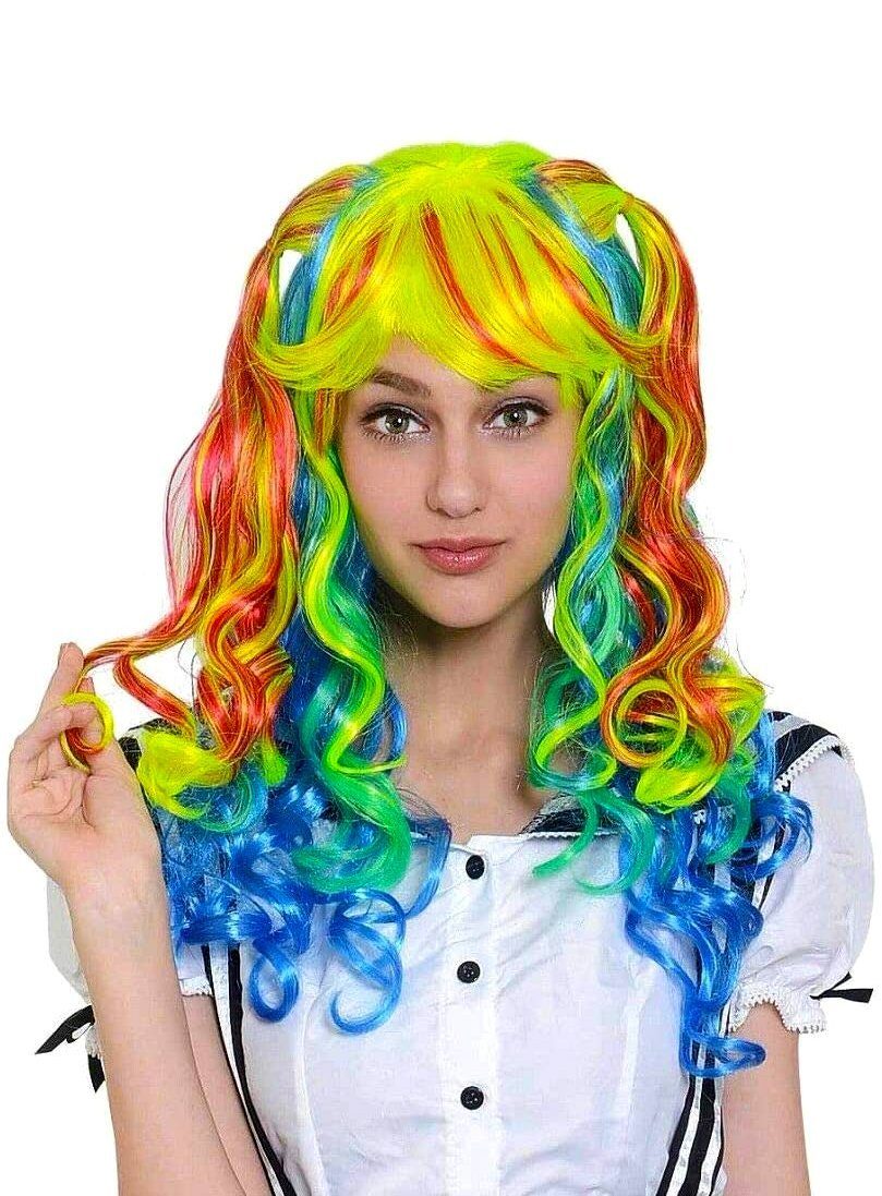 Kostüm-Perücke Rainbow Manga Perücke - Clown Faschingsperücke