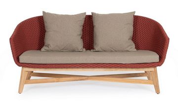 Natur24 Sofa Sofa Coachella 168x78x77cm Teakholz Rot Sofa Couch