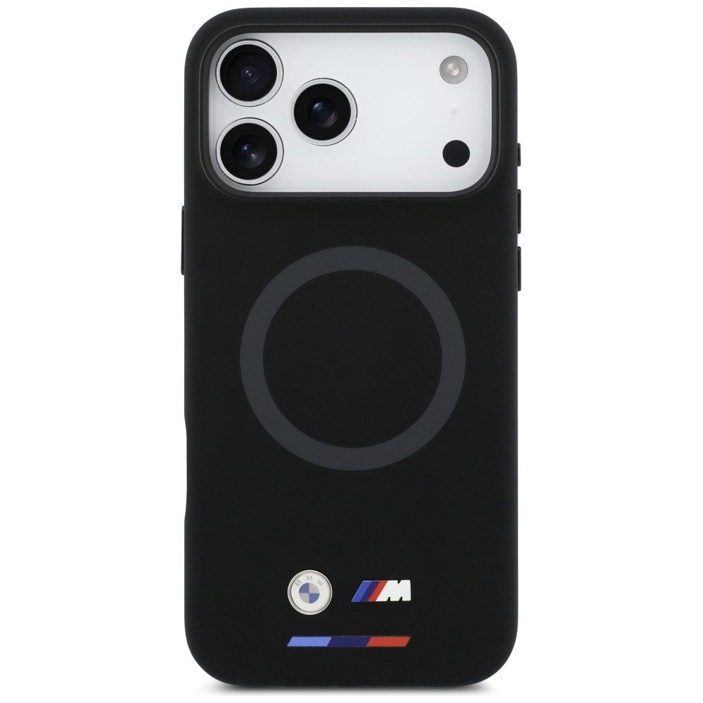 BMW Handyhülle Case iPhone 17 Pro Max MagSafe Silikon schwarz Logo Metall 6,9 Zoll, Kantenschutz