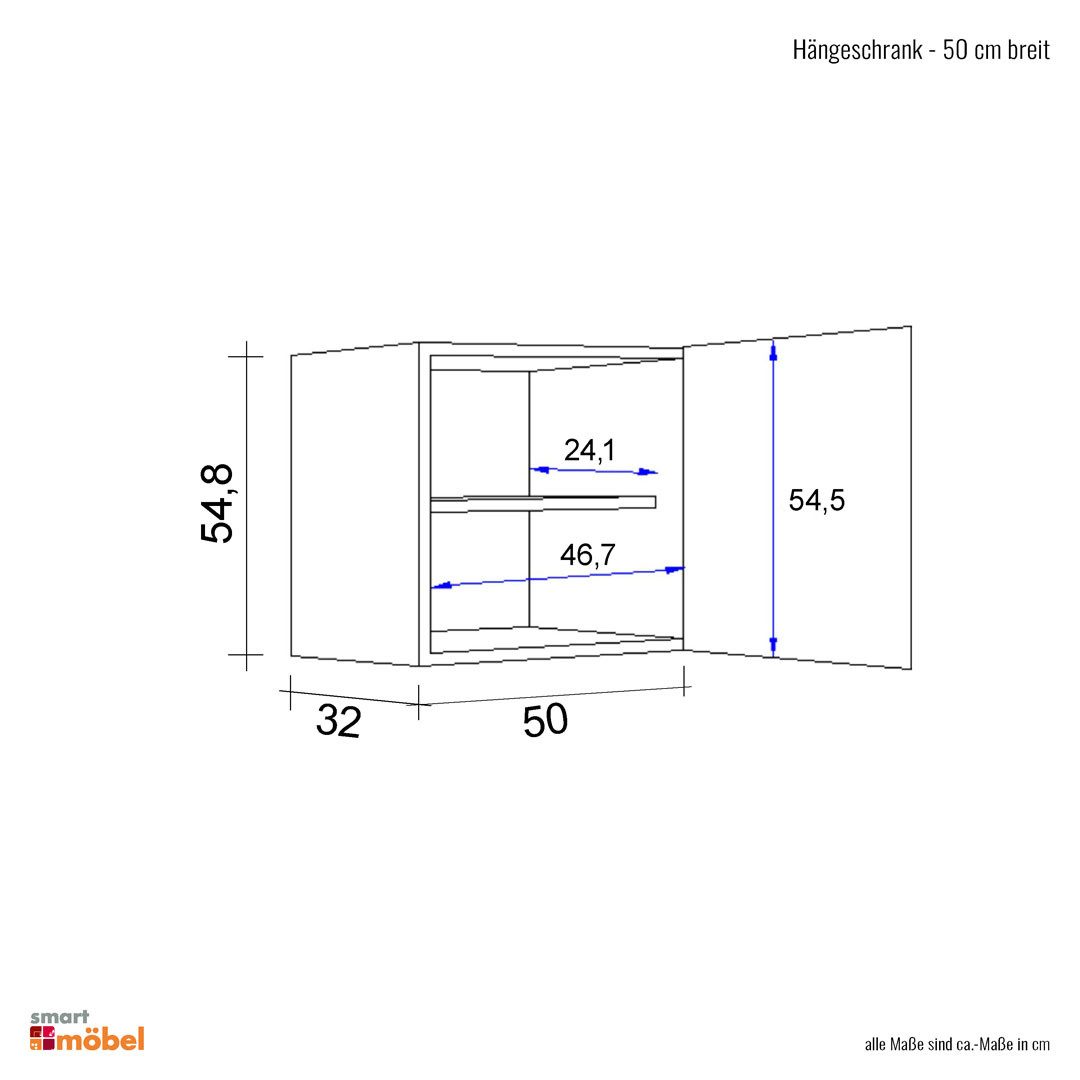 Flex-Well Hängeschrank Hängeschrank Küche - 50 cm breit - Weiß – Witus