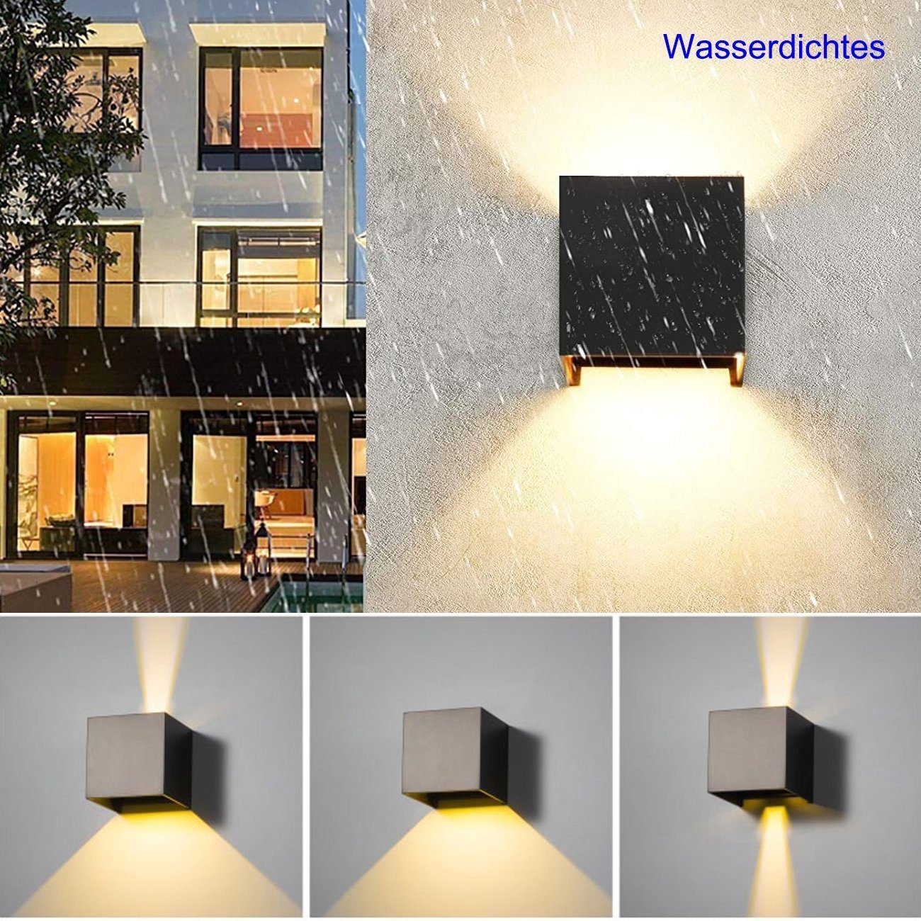 Mit integriert, Wandlampe LED Wandleuchte Bewegungsmelder Einstellbar Stücke LED Warmweiß, 2 10W fest Abstrahlwinkel Aussenlampe, iscooter mit Aussen