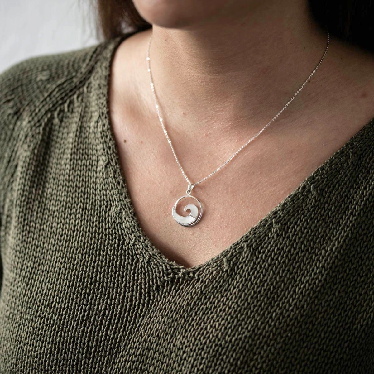 Materia Kettenanhänger Damen Silber Welle Perlmutt weiß schimmernd KA-508, günstig online kaufen