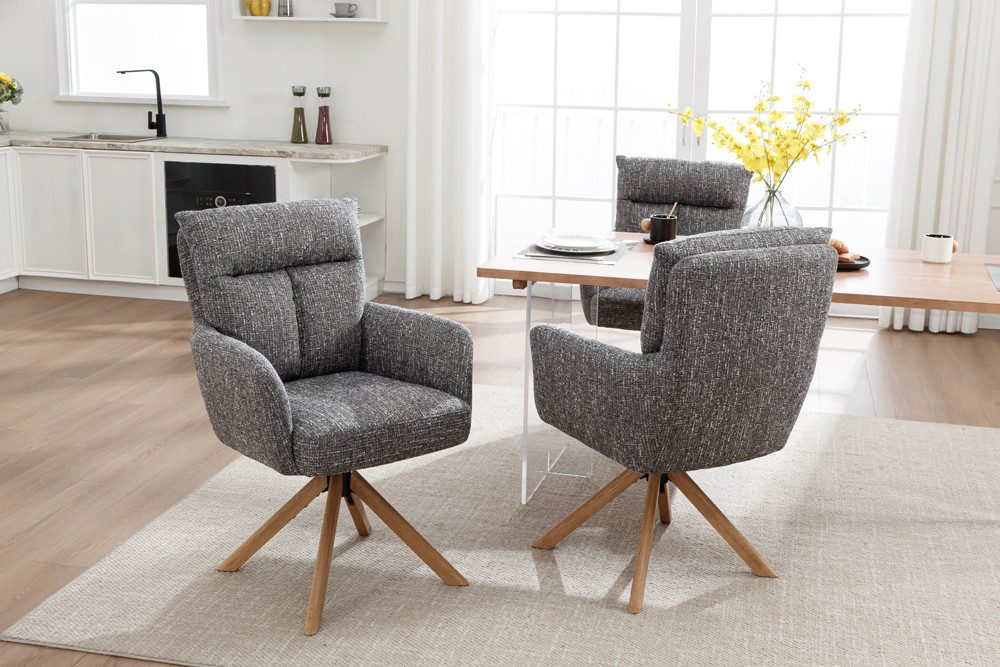 riess-ambiente Polsterstuhl BIG GEORGE grau/natur - Strukturstoff, Eichenho günstig online kaufen