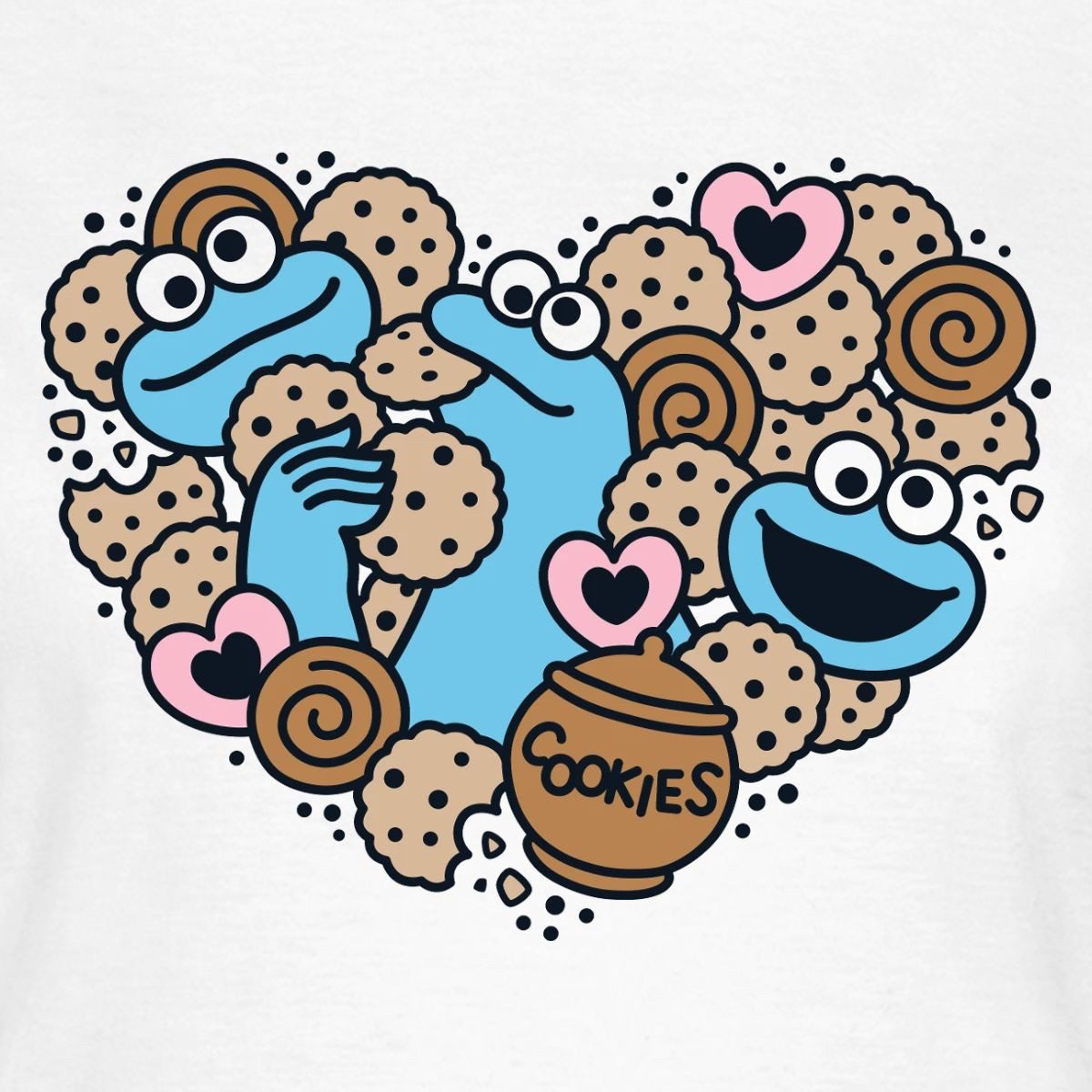 Spreadshirt T-Shirt Sesamstraße Herz Mit Krümelmonster Frauen T-Shirt (1-tlg) Slim Fit, fällt klein aus