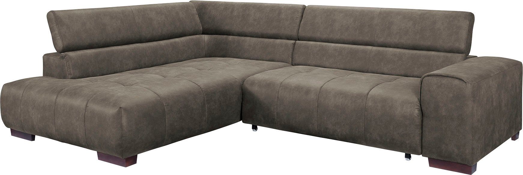 wahlweise und 3 verstellbaren Ecksofa, fashion sofa - mit Kissen Kopfstützen, mit exxpo Bettfunktion