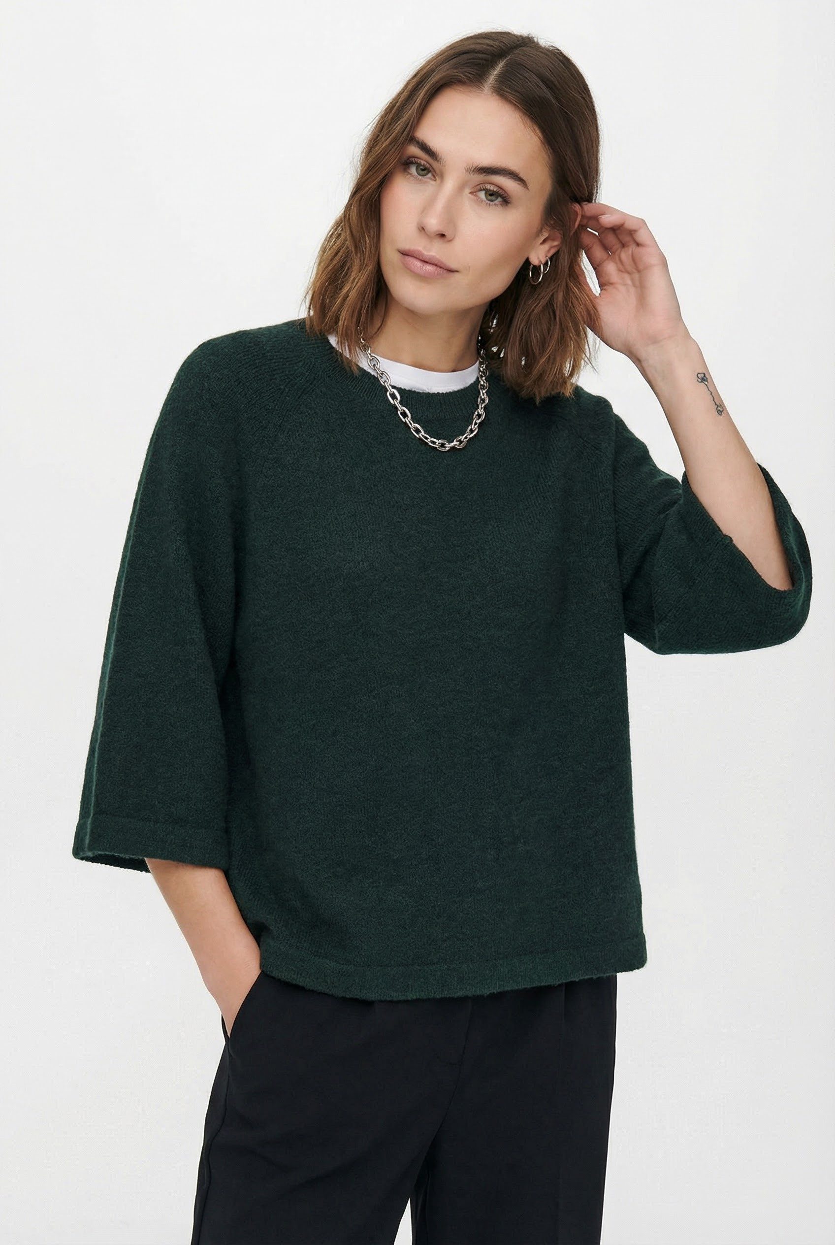 ONLY Strickpullover ONLSIMONI 3/4 PULLOVER KNT NOOS Materialmix, regular fit