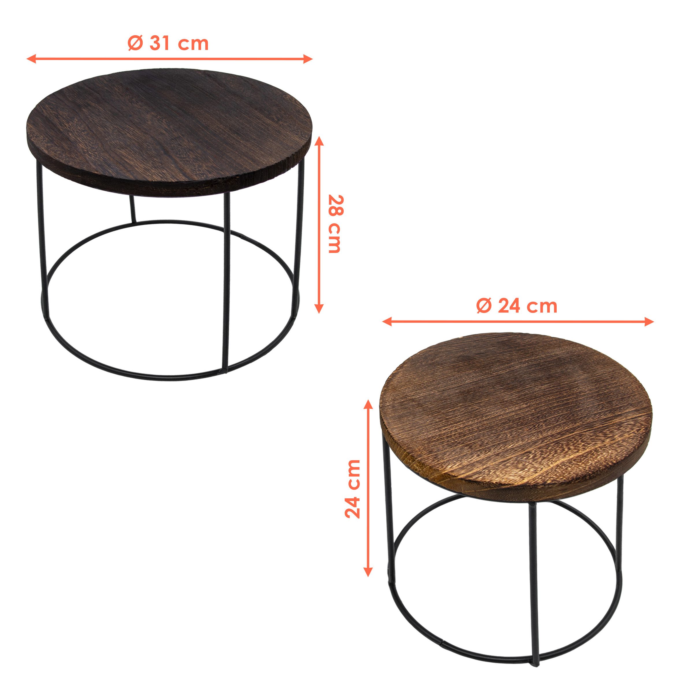 Spetebo Blumenhocker Blumenhocker 2-teilig mit dunkler Tischplatte (Set, 2 günstig online kaufen