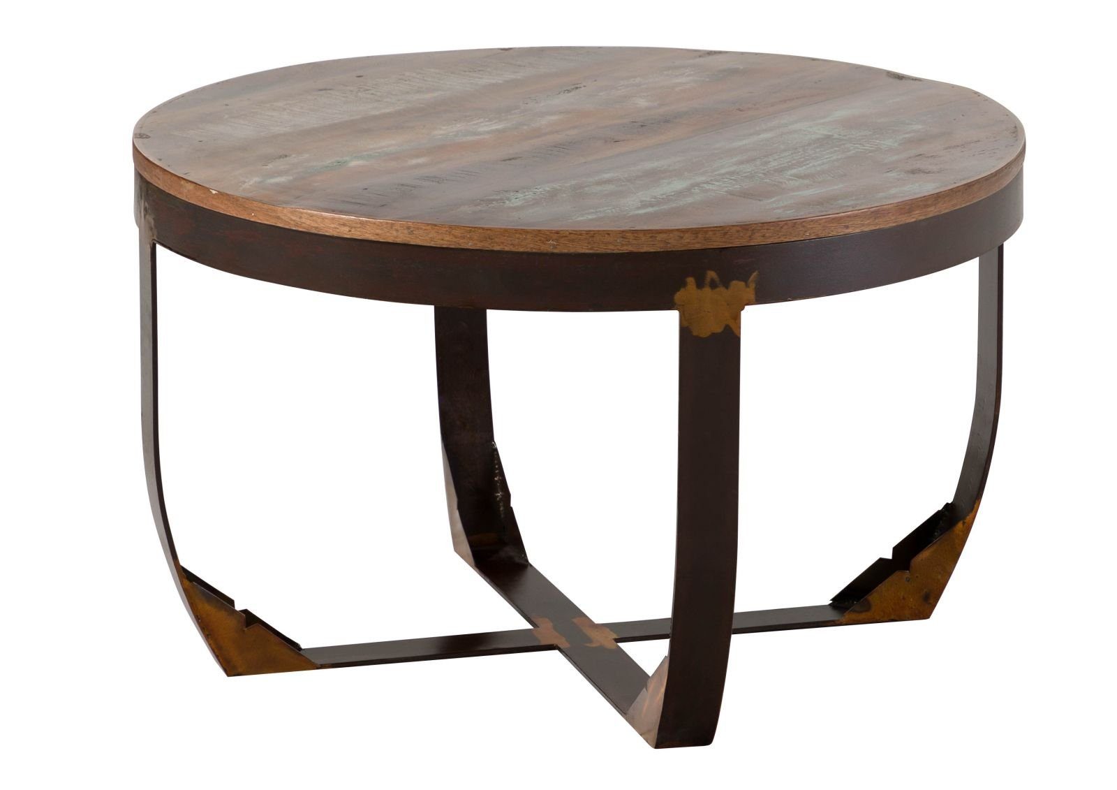 Massivmoebel24 Couchtisch INDUSTRIALAltholzMassivholzmehrfarbig (Massivholz montiert 13 kg INDUSTRIAL #01), Altholz 75x75x45 cm (BxTxH) mehrfarbig lackiert