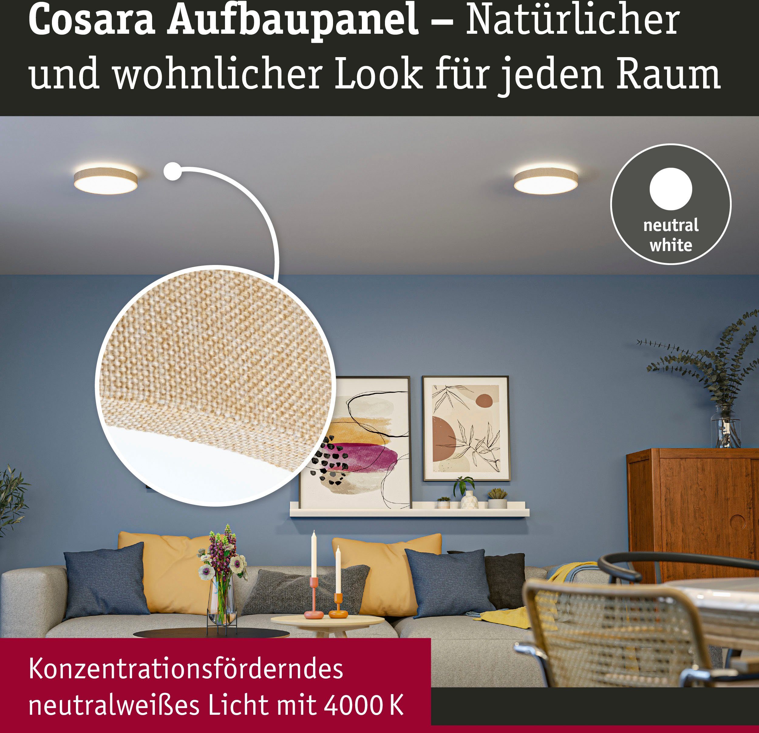 Paulmann LED Panel Cosara 15W 4000K 300mm IP44, LED fest integriert, Neutralweiß