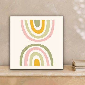 OneMillionCanvasses® Leinwandbild Regenbogen - Pastell - Grün - Rosa - Modern, (1 St), Leinwand Bilder für Wohnzimmer Schlafzimmer, 20x20 cm