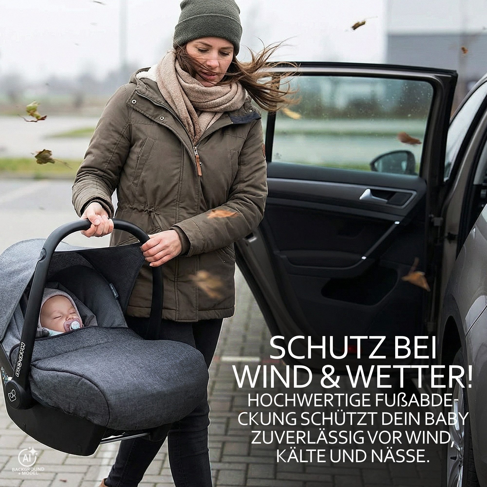 BambiniWelt by Rafael K. Kinderwagen-Bezug Windschutz & Fußabdeckung kompatibel mit Maxi-Cosi CabrioFix
