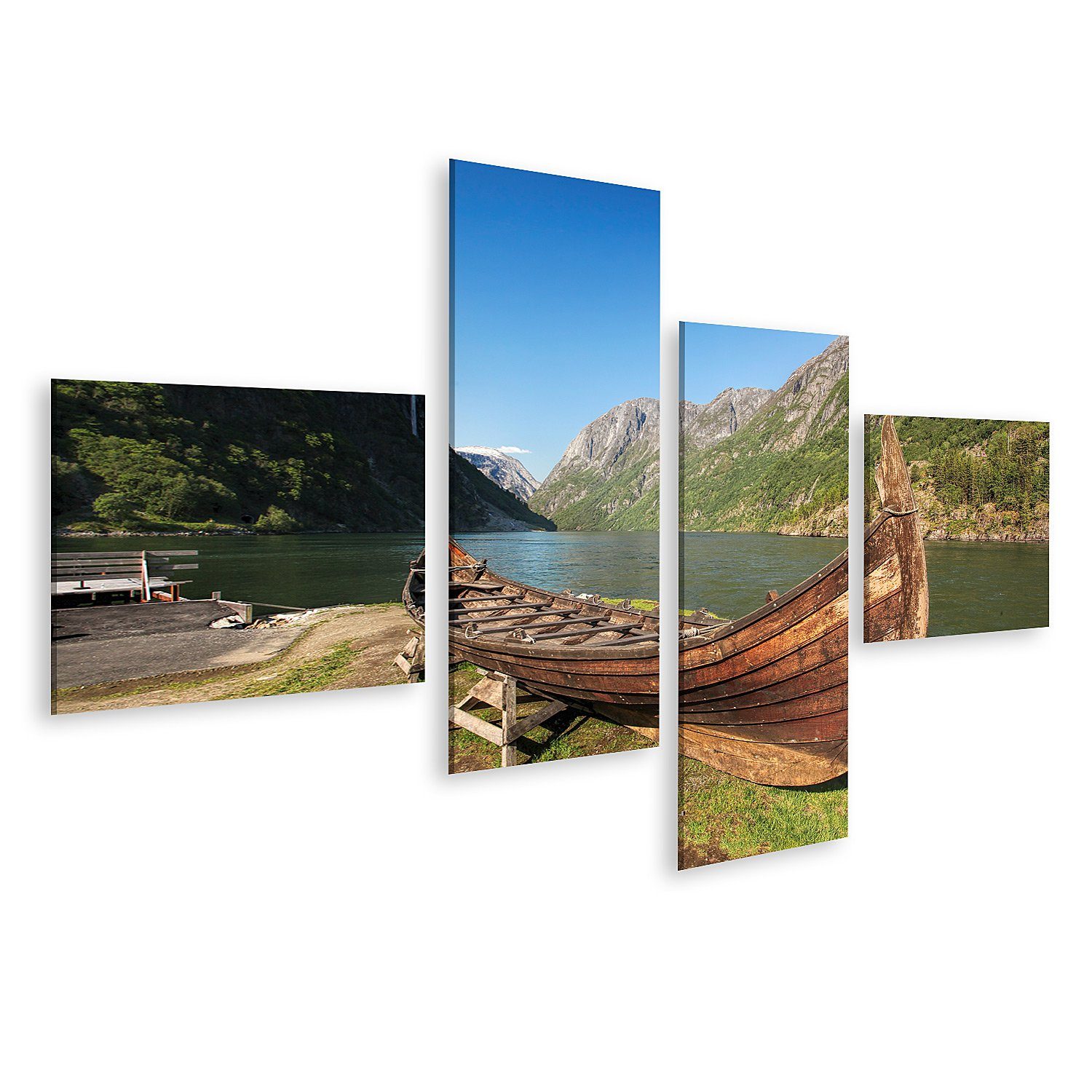 Leinwandbild Bild auf Leinwand Alte Wikingerboot In Gudvangen Dorf In Der Nähe Von