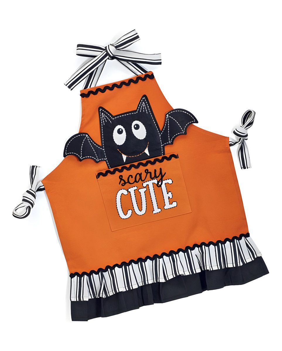 Dekoobjekt Halloween Küchenschürze mit niedlicher Fledermaus