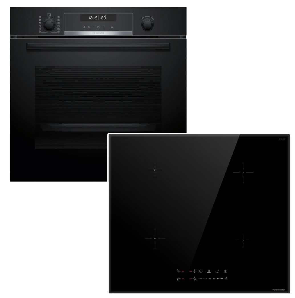 BOSCH Backofen-Set Backofen Air Fry Pyrolyse + keenberk Induktionskochfeld Booster Touch, mit Nein, Pyrolyse-Selbstreinigung Hydrolyse