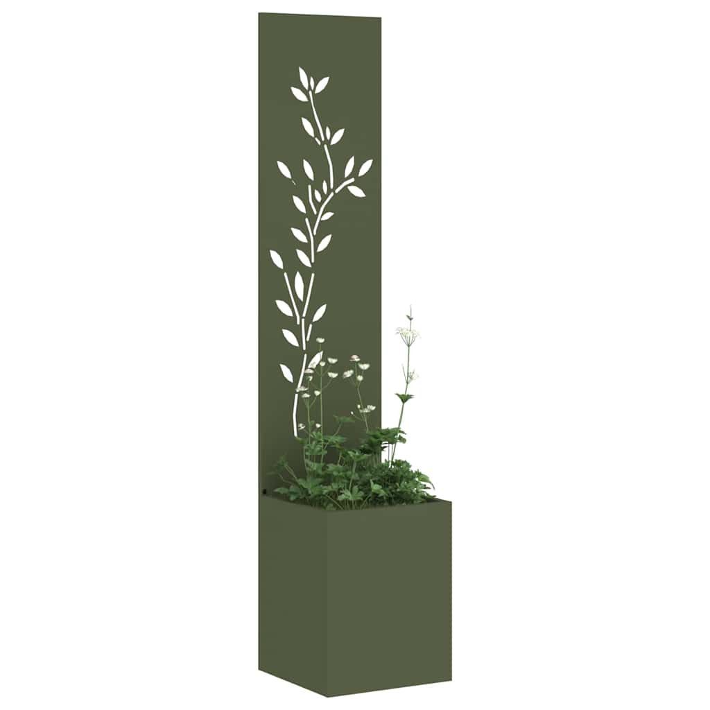 vidaXL Wandbild Garten Sichtschutz-Leinwand Floral Olivgrün 32 x 32 x 150 cm, (1 St)