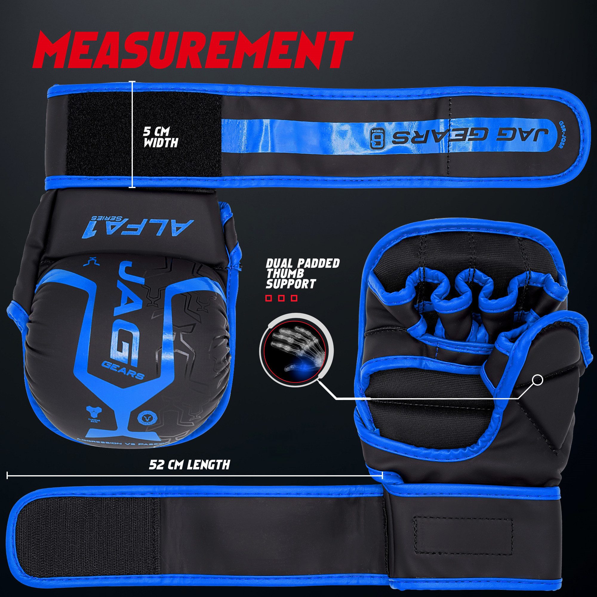 JAG GEARS Boxhandschuhe MMA-Sparringhandschuhe Grappling-Handschuhe Boxtraining und Kampfsport (Set, 1x pair), Open-Palm Design mit High-Density Polsterung & Knöchelschutz