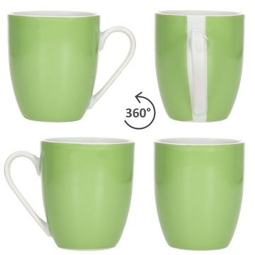 MamboCat Becher 6er Set Variant Grün Kaffeebecher 350ml bunte Porzellan-Tassen, Porzellan