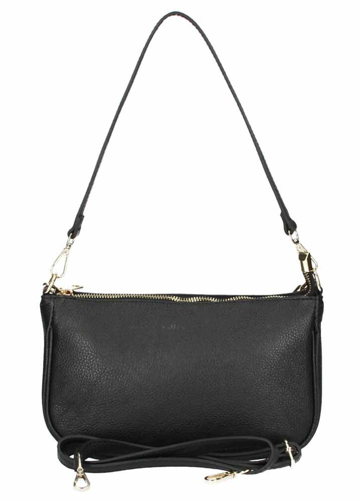 ITALYSHOP24 Schultertasche Made in Italy DAMEN LEDER TASCHE Pochette mit Kette CrossOver City Bag, Handtasche Umhängetasche Clutch Ledertasche Bodybag Schmucktasche
