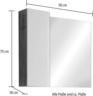 welltime Spiegelschrank Hamburg Badspiegelschrank mit 1 Tür, inkl. Beleuchtung LED, Breite 78