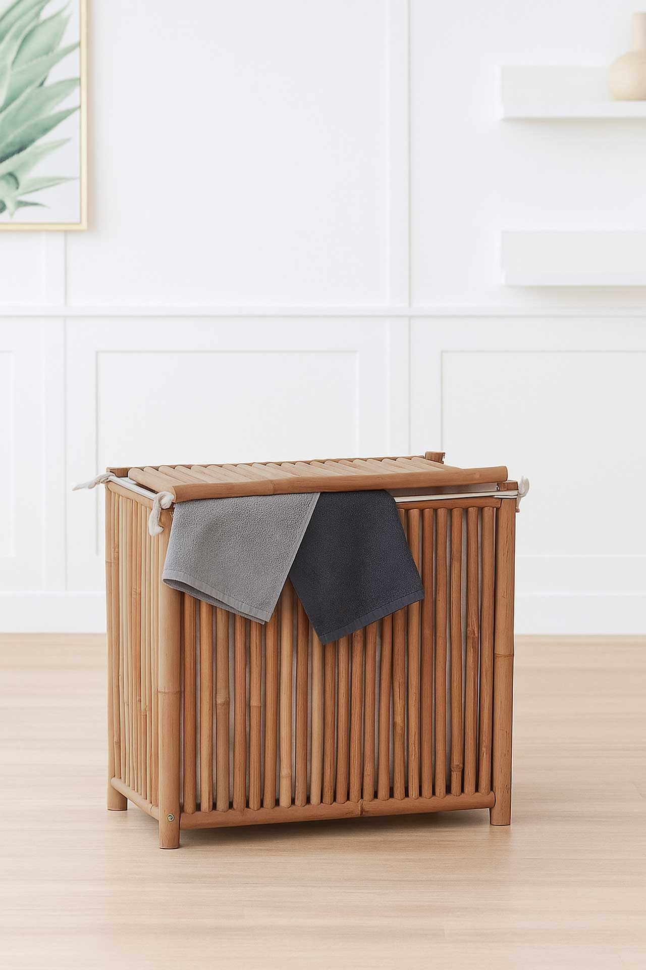 VIVANNO Wäschekorb Bambus DIVIDE Würfel - Natur Matt (1 St), 65x35x60 cm günstig online kaufen