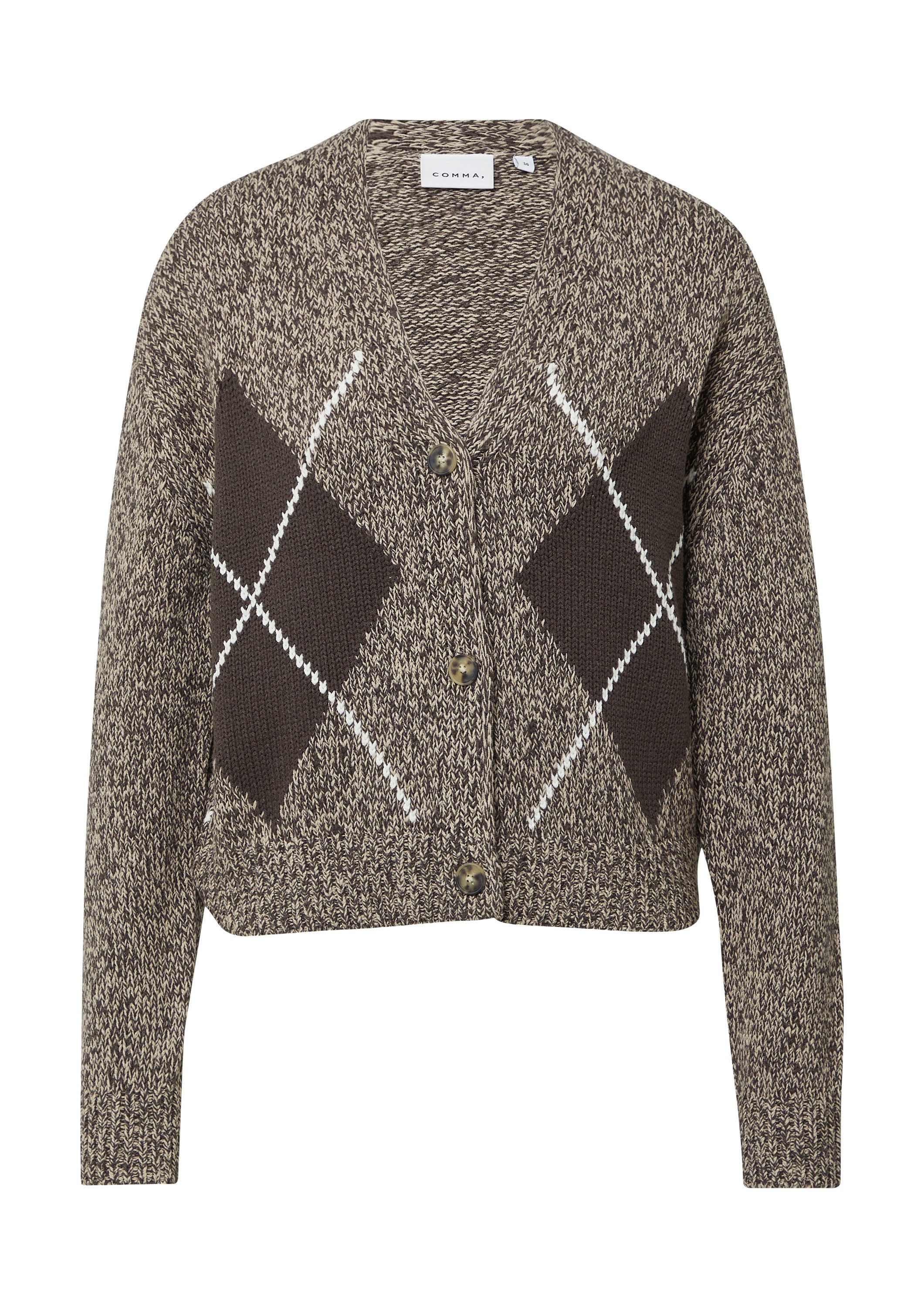 comma Cardigan Strickjacke Strickjacke mit Rautenmuster