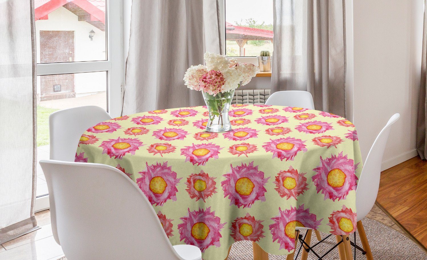 Abakuhaus Tischdecke Kreis Tischdecke Abdeckung für Esszimmer Küche Dekoration, Blumen Abstrakt Aquarell Blumen | Tischdecken