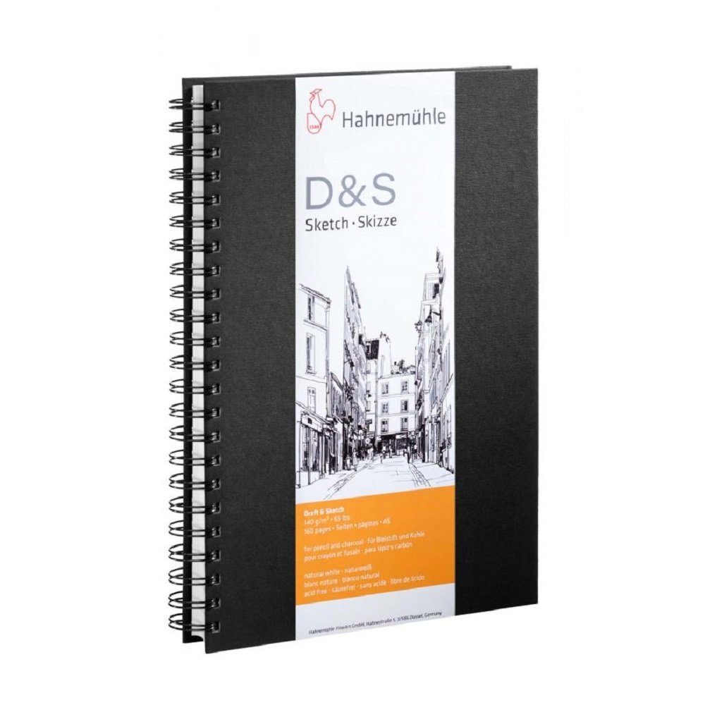 Hahnemühle Skizzenbuch Skizzenbuch 160 Seiten A5 hoch, Zeichenbuch naturweiß, für Bleistift und Kohle, säurefrei